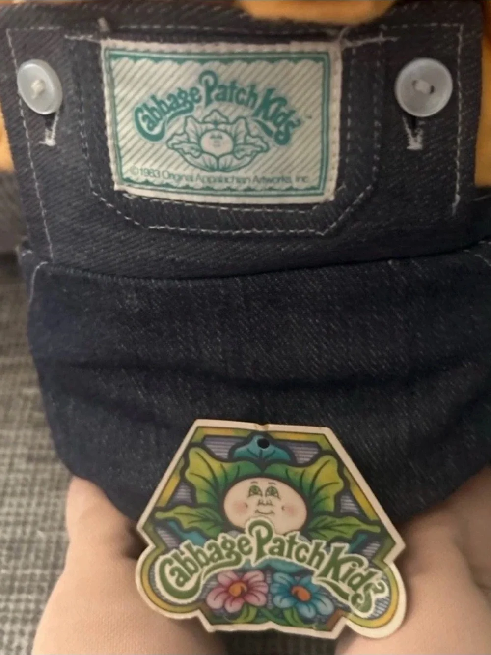 Cabbage Patch Kids Boy Doll Brown Curly Hair Overalls Shoes